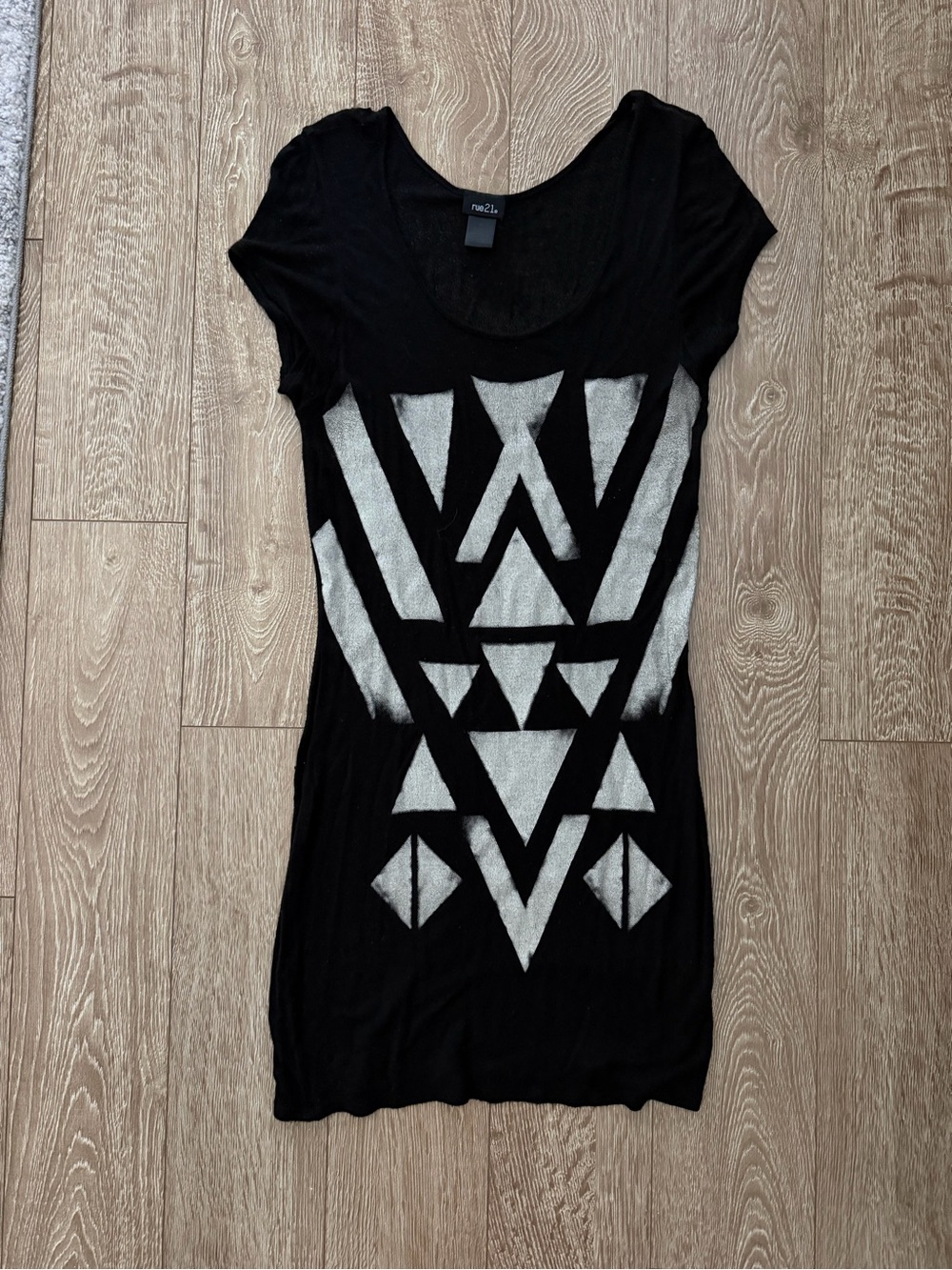 Rue21 Black Mini Dress with Silver Geometric Design